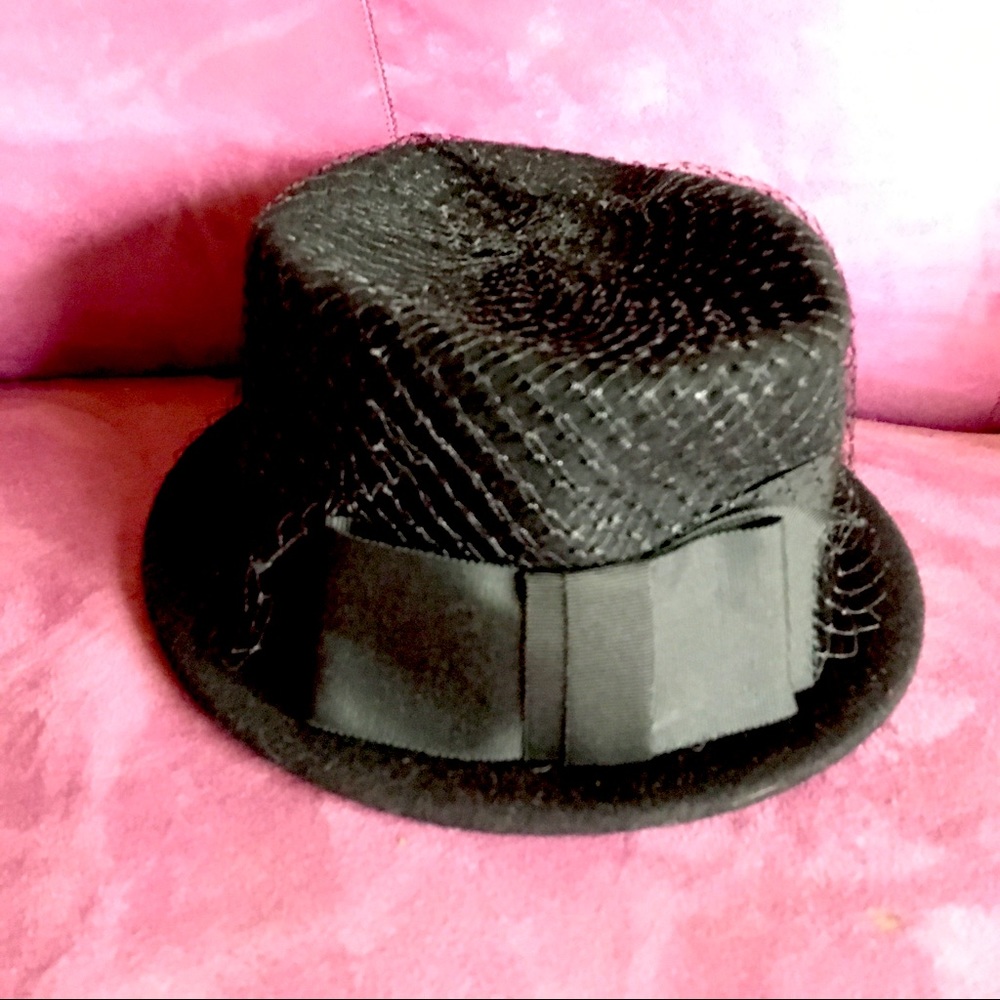 Vintage Henry Pollak Black Wool Hat with Big Bow